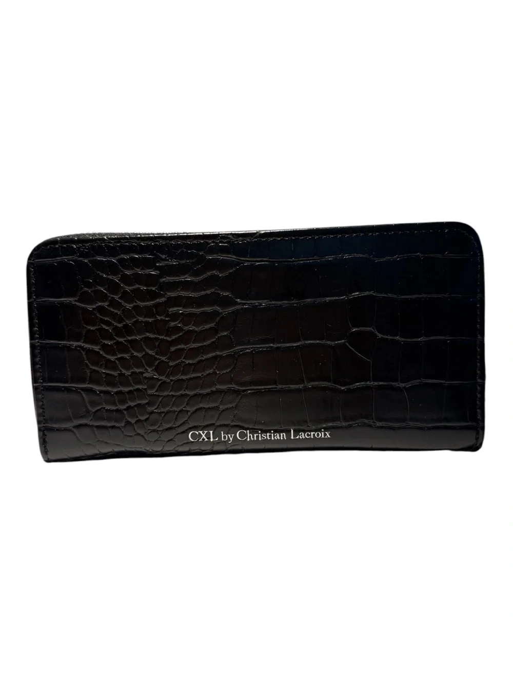 Christian Lacroix Black Croco Zip Around Wristlet Wallet | NWT